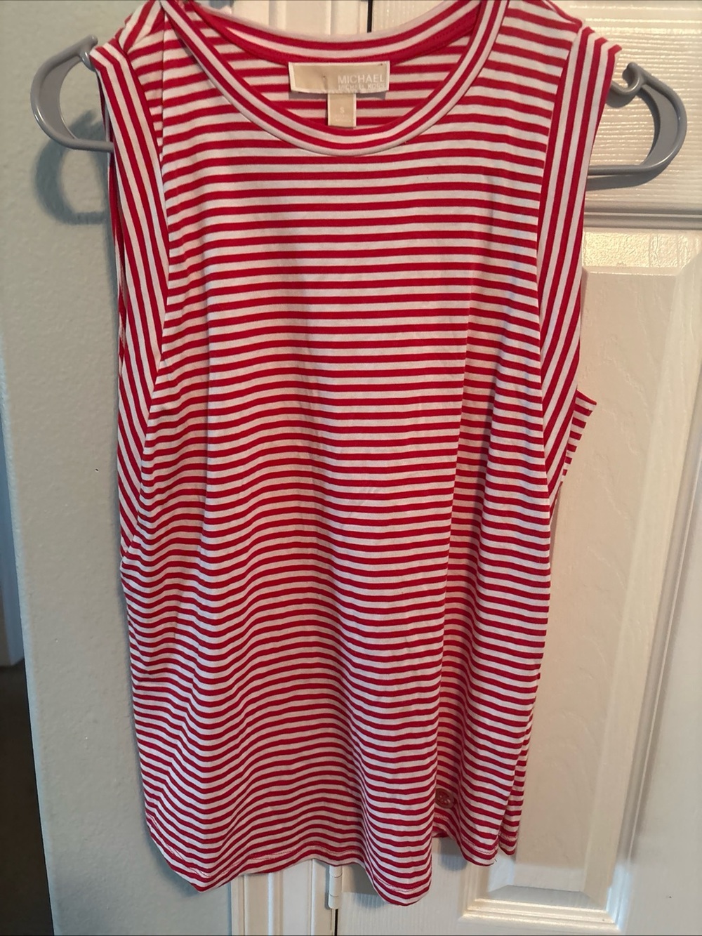 Michael Kors Girls' Red and White Stripe Sleeveless shirt